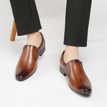 Ново записване, удобен модел обувки без закопчалка за мъже, модни обувки, класически мъжки обувки