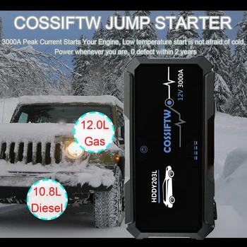 Мощен акумулаторен ускорител Jump Starter 12V 3000A Бързо зареждане на PD60W Power Bank Преносим авариен ускорител стартиране на автомобила Безплатна Доставка