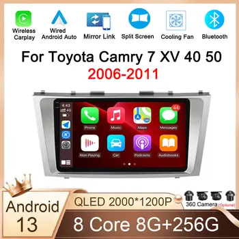 Android 13 Авто Радио, Мултимедиен Плейър за Toyota Camry 7 XV 40 50 2006-2011 GPS Навигационен Главното Устройство Безжичен Carplay