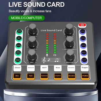 Аудиоинтерфейс с ефекти на живо звукови карти DJ Mixer и гласови чейнджър, който е подходящ за пряко излъчване / подкастинг / игри.