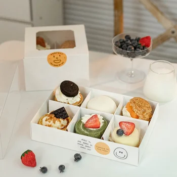 Индивидуален лого productcustom 4/6, разпространение на кутии за опаковане на понички с плодова торта, биоразлагаемый бял картон, кутия за печене на кексчета