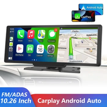10,26-инчов 4K Dash Cam Камера за Обратно виждане и Безжичен Carplay и Android Авторегистратор GPS навигационни системи, Видео табло MP5 Park AUX