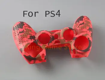 10шт Силиконов камуфляжного защитен кожа своята практика за водоотблъскваща печат за конзолата на Sony PS4 Дръжки за палеца, капачки за джойстик