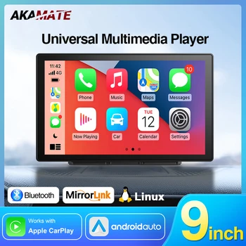 Мултимедиен плейър с 9-инчов Универсален монитор CarPlay Android Auto IPS Сензорен екран, Поддръжка на AUX Bluetooth Възпроизвеждане на видео от SD карта