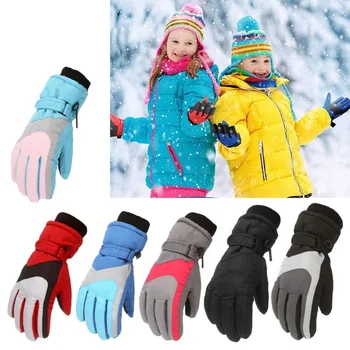 Нови модерни детски зимни топли ръкавици за момчета и момичета, ски ветроупорен водоустойчив изолирана ръкавица, затопляне на пръстите