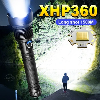 Ultra-висока Мощност XHP 360 Ултра Мощна Акумулаторна Силен Фенерче Led Usb Зареждане Led Ръчен Фенер Lanterna 18650/26650