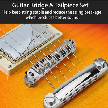 1 Комплект от 6 Струнни китара бриджей Tune-O-Matic и джолан с прътове за електрическа китара Les Paul SG LP, златни
