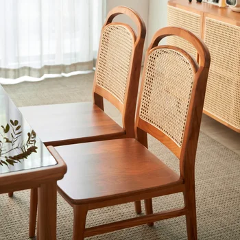Модерен минималистичен стол за хранене от масивно дърво, онлайн-ресторант известни личности, творчески стол от ратан, скандинавски дизайнерски стол с облегалка
