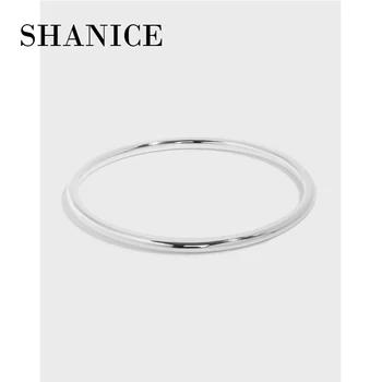 SHANICE Korean ins, нишевый дизайн, минималистичная геометрична гладка текстура, сребро 3.2 мм, гривна от сребро S990, гривна fema