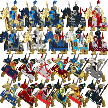 Средновековна седлото на Коня, Рицарски череп, Строителни блокове Легион, военен замък, фигурки на войници, Царство, Цар, Оръжия, Тухли, Играчки, Подаръци