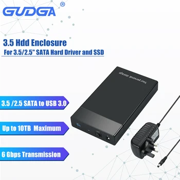 Външен блок GUDGA Hdd 3,5 2,5 инча SATA към USB 3.0 6 Gbit/с Корпуса на твърдия диск SATA III SSD Калъф За твърд диск с дебелина 10 TB 3,5 Външен