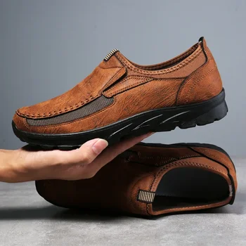 Мъжки ежедневни бизнес обувки, британски Лоферы, маратонки, Новост 2024 г., модни ръчно изработени обувки в стил ретро, за почивка, мъжки обувки Zapatos Hombres