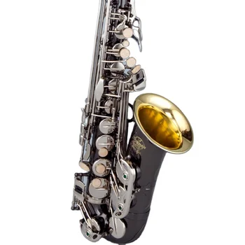 Музикални инструменти Bb Key за начинаещи, които играят на алт-саксофон с черни никелирани бутони.