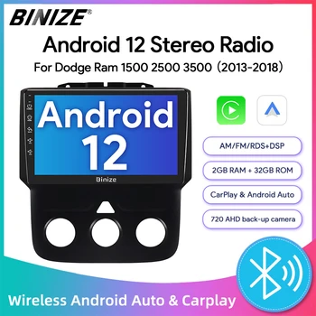Binize Android 12 Автомагнитола за Dodge RAM 1500 2500 3500 2013-2018 Carplay ＆ Android Автонавигация GPS, WiFi, Сензорен Екран, Стерео