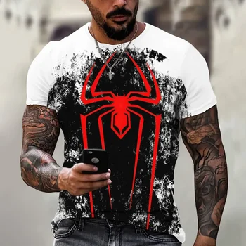 Мъжка тениска с 3D-принтом паяк, топ за рисуване, през цялата деколте, къс ръкав, новост лятото 2023 г.