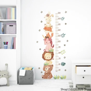 Таблица на растежа на детето, мультяшные етикети за измерване на ръст, стикери за стени, детски стаи, линийка за измерване на растежа на детето, диаграма на растежа