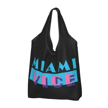 Чанти за пазаруване Miami Vice Vaporwave Harajuku, за многократна употреба за хранителни стоки еко-чанти, чанти за обработка на голям капацитет, Моющаяся чанта