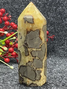 Обработка на естествен кристал Рейки на гърба на костенурка, украса домашен офис кварцова пълни със злато, украса в стил фън шуй