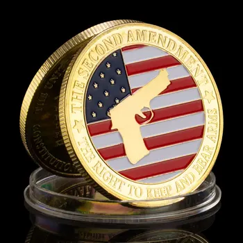 Златна монета Коллекционный Подарък Сувенир От Втората Поправка Право да притежават и носят оръжие Guun Coin Collection Художествена Златна Монета