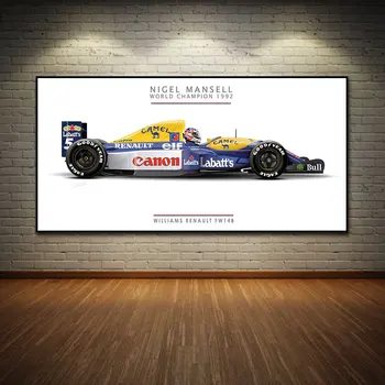 Световен шампион от Формула 1 1992 FW14B Авто плакат, живопис върху платно и щампи, стенни рисунки за дома в хола, без рамки