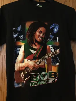 Черна тениска на Боб Марли с двустранно принтом M Zion