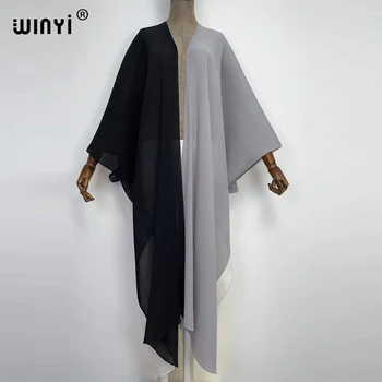 Модерен жилетка-кимоно 2022 WINYI свободен размер, дамски елегантен халат casual за отдих с цветна принтом, женски свободни рокли