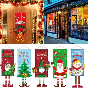 2023 Весела Коледа, висящ плат банер, творчески cartoony фон, текстилен коледен декор за дома, коледа, коледни висулки Навидад Noel