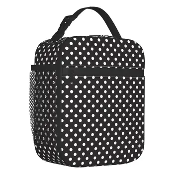 Класически дамски чанта за обяд в черно и бяло, грах, водоустойчива чанта-хладилник, термосумка за обяд, Плажен къмпинг, за пътуване