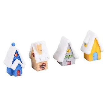 Коледни миниатюри, фигурки, Мини-украса за коледа снежната къща, Коледни украси за куклена къща, Страхотна градина, Трайни
