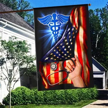 Медицинска сестра Америка Флаг 3D Пълна Печат Градински Знамена, Висящи Декорация на Дома