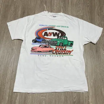 Реколта тениска A & W 90-те години на 00-те години Still Cruisin Drive In Reno Classic Car Тениска Hot Rod е с дълги ръкави