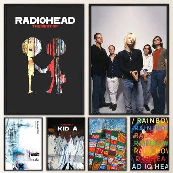 Плакат рок група Radiohead, Реколта щампи на плакати, картини за дома, Аксесоари за баня, кухня, бар, стикер на стената Малък размер