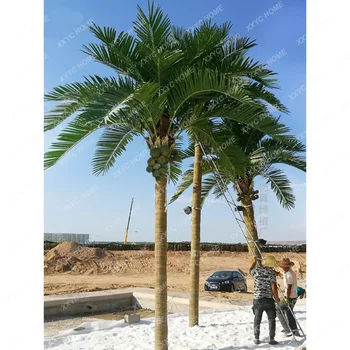 Имитация на Кокосовата палма Голямо Изкуствено Пейзаж Дърво Украса от тропически зелени растения Фалшиви Листа от Кокосови Изкуствени дървета на открито