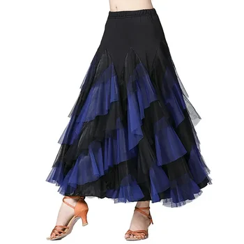 Дамски дрехи за модерни танци-Валс Националната стандартна дълга пола С широки подолами Танцова пола Сценична тренировочная облекло