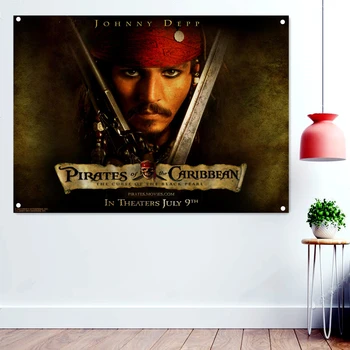 КАРИБСКИ ПИРАТИ Плакат на Стенно Изкуство Череп Братя Пирати Флаг Крайбрежие За Декорация на Стените Саби Мечове Банери Гоблен