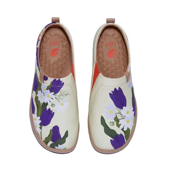 Дамски ежедневни обувки UIN с рисувани, леки лоферы без закопчалка, удобни парусиновые модни маратонки