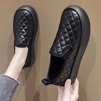 Дамски обувки на Ниски Лоферы Дамски Обувки на Висока платформа Черен Памук Тенденции 2023 Разпродажба на Евтини Ново Постъпването на Предложение Y2k Fashion A