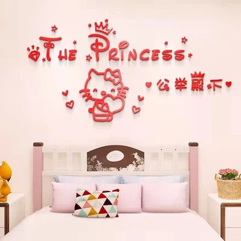 Hello Kitty Снупи, Нощни фон за детска стая, стикер на стената, 3D триизмерно водонепроницаемое украса за спални принц, принцеса