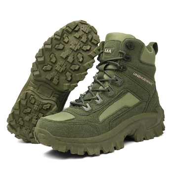 Есенно-зимни мъжки дишаща тактически обувки, Ловни обувки, Туристически износоустойчиви армейските спортни обувки армейските
