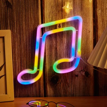 Chi-buy Music Note LED Неонова реклама С Захранван От USB Или батерия Неонови Надписи лека нощ За Спалня Декор Хол Лампи S