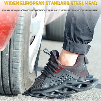 Мъжки градинска дишаща мрежа защитни обувки със стоманени пръсти, защищающая от удари, мъжки лека проколотая Удобна работна обувки, защитни ботуши