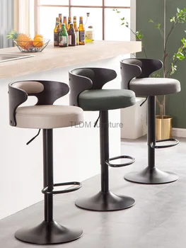 Кожен бар стол за дневна, Модерно минималистичная кухненски мебели, Висока облегалка бар стол за сядане, Въртящи подвижен бар стол за европейския кръчмата.