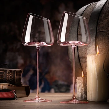 Лесен Луксозен Девчачий Фламинго Диагонал на Чаша за вино с Червило Домашен Европейския Кристална Чаша за вино Розово Чаша за Шампанско