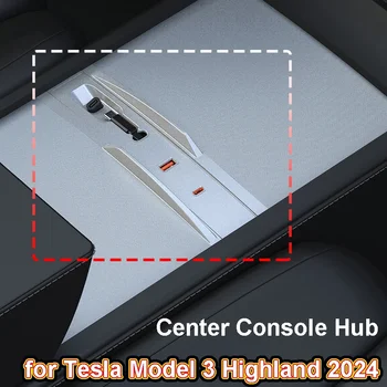 за Tesla Model 3 Highland 2024 Докинг Станция За Централната Конзола Type C Hub Бързо Зарядно Устройство, USB-Плъзгащи се с Прибиращ се Кабел с дължина 80 см