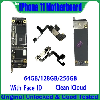 Оригиналната дънна платка за iPhone 11 Почистете iCloud, с напълно разблокированной дънна платка с поддръжка на Face ID / без нея Логическа такса IOS 64 GB