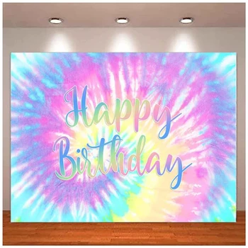 Фон за снимки в пастелни цветове, Тестени изделия Момиче честит Рожден Ден на Фона на Дъга Украса за парти в чест на рождения Ден Торта Маса Банер