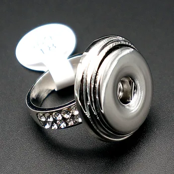 Модни прости метални защелкивающиеся пръстени с кристали са подходящи за бижута JZ0030 с бутони 18 мм