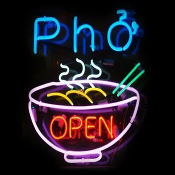 Неоновата Табела на Ресторанта PHO Open Vietnam Noodle Bowls Неонова Светлинна Табела Аркада Магазин Хранителни Продукти са Ръчно изработени Стенен Декор Естетична Стая