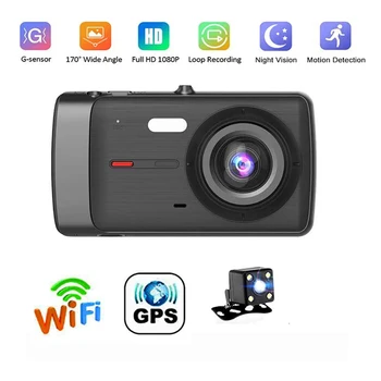 Автомобилен видеорекордер WiFi Full HD 1080P, Видеорекордер, камера на автомобила, видео Рекордер, мониторът автоматично паркиране, GPS тракер за нощно виждане, Черна кутия