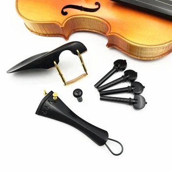 1 комплект цигулка 4/4, Аксесоари от черно дърво, детайли на обкова, Джолан + Клечки за настройки + Крайните Шипове + Поставка за брадичката/Титуляр за брадичката + тънък тунер
